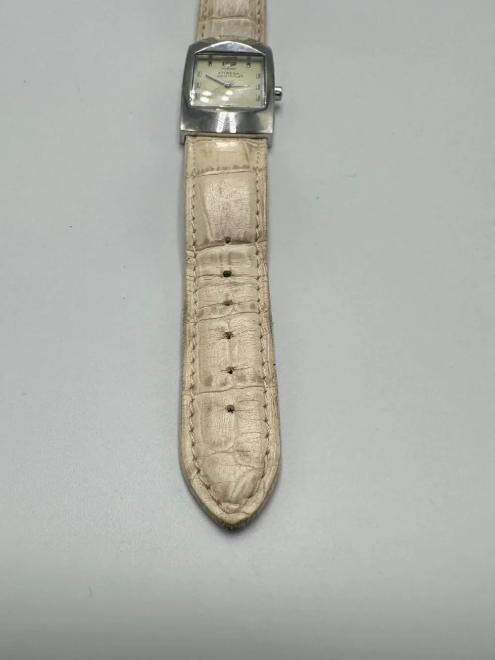 Silpada Designs Watch Women Silver Tone Cream Leather Band New Battery